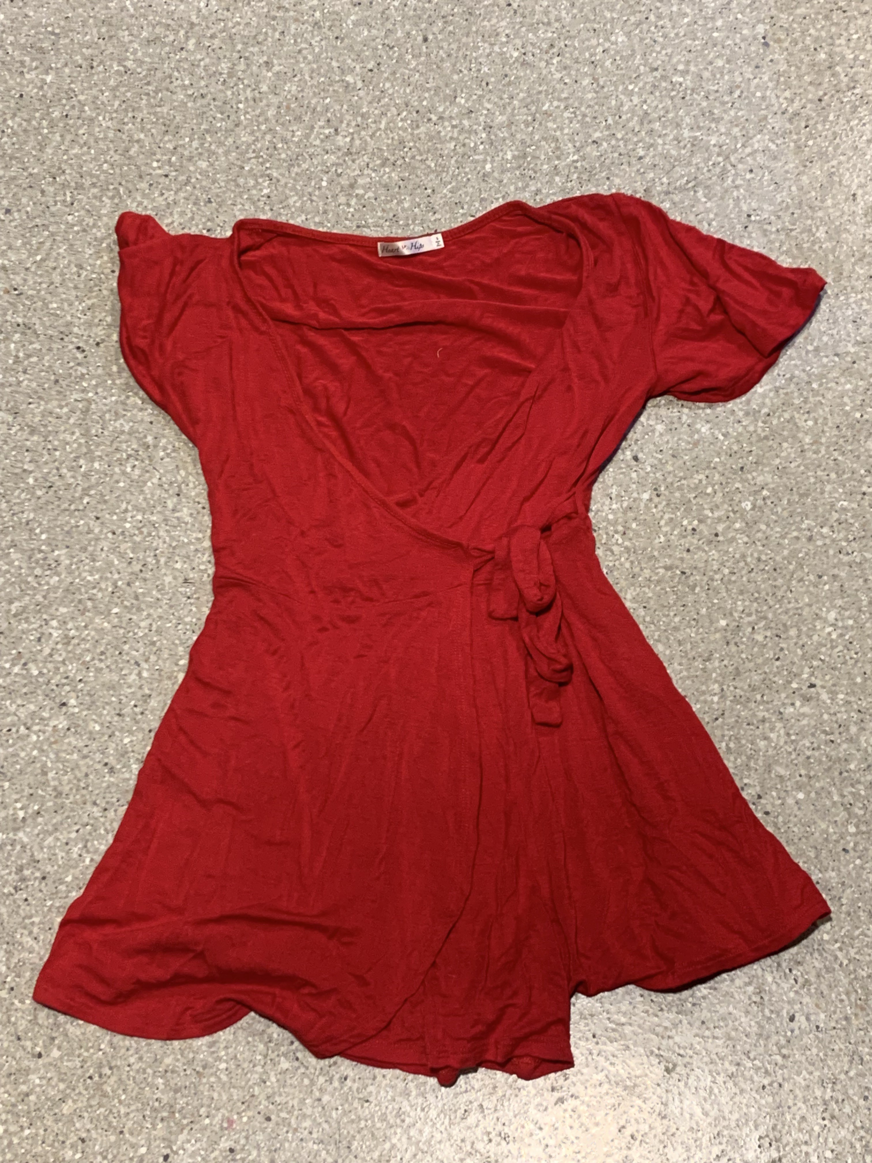 694 HeartsHips Red Wrap Romper